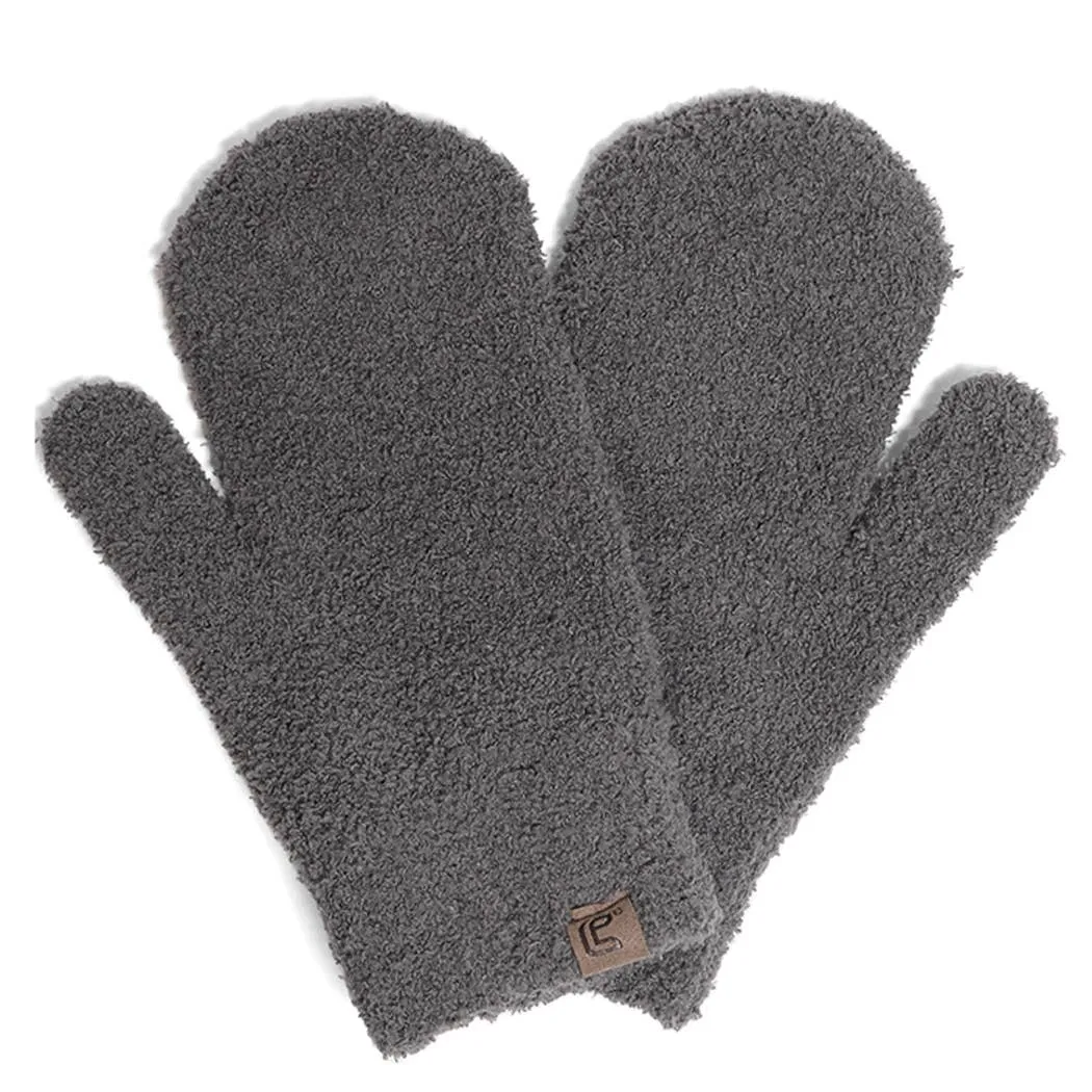 fashion city Winter Solid Color Soft Flush Mittens