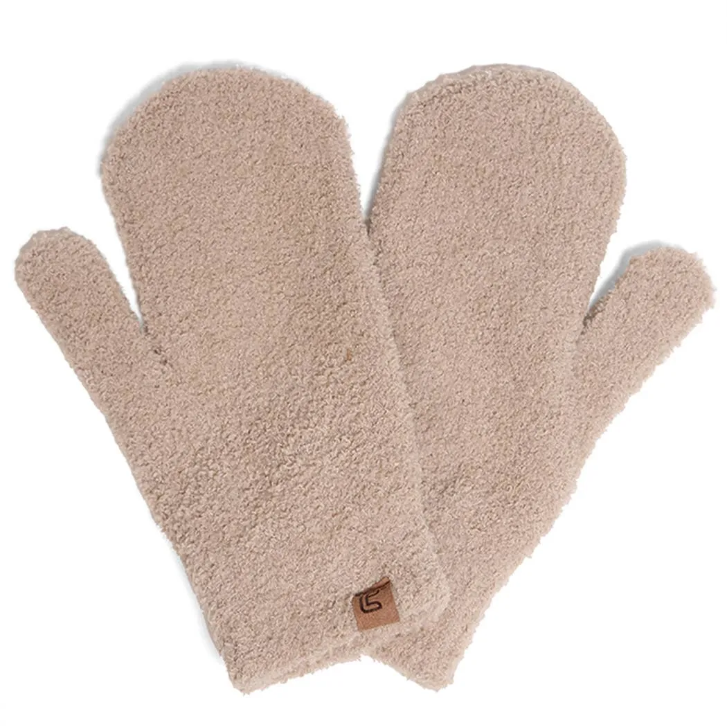 fashion city Winter Solid Color Soft Flush Mittens