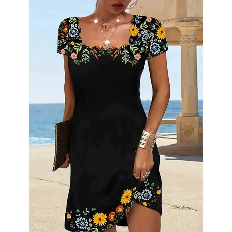 Fashion Women's Fashion Print Short Sleeve Dress