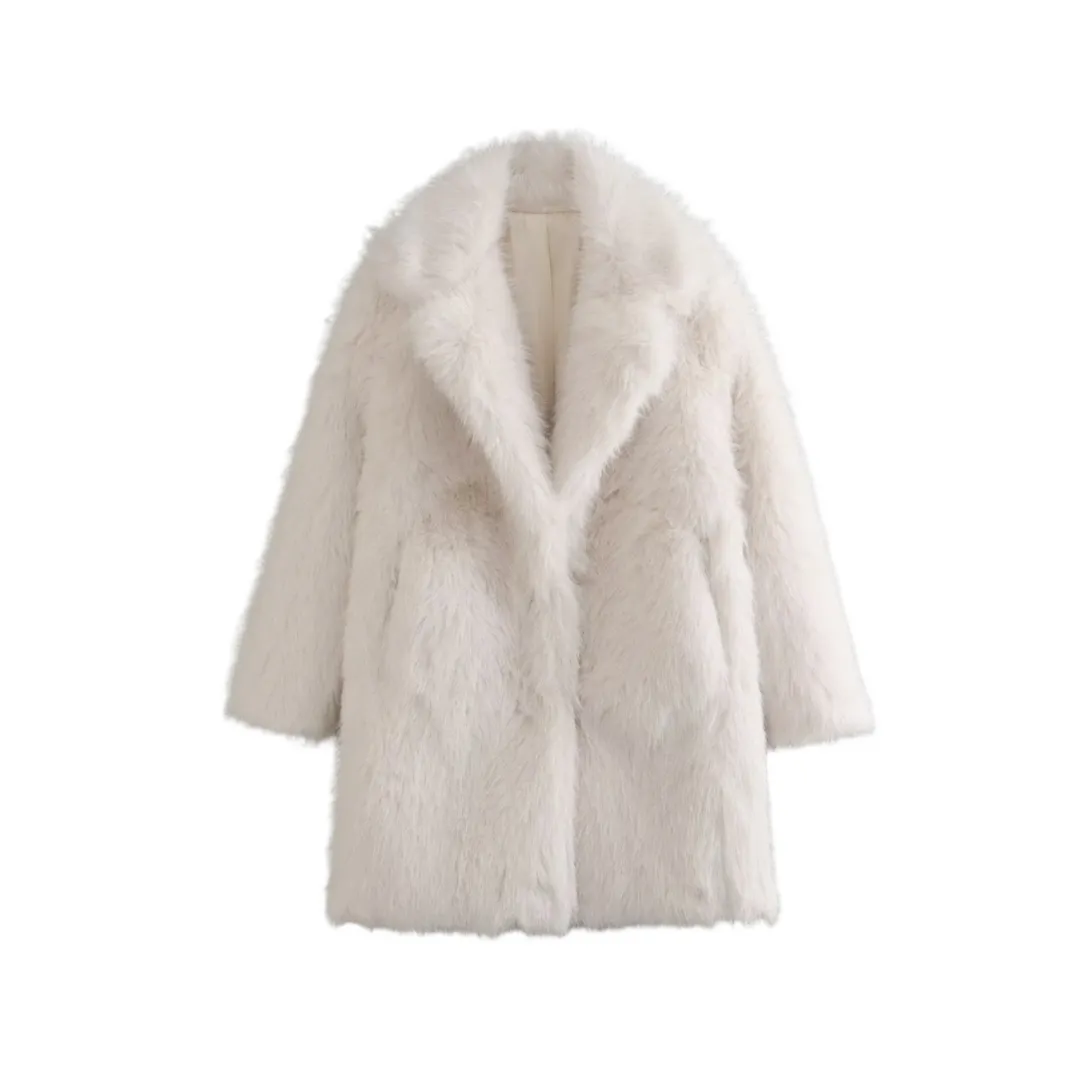 Faux Fur Long Sleeve Coat