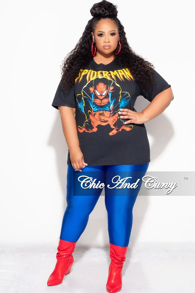 Final Sale Plus Size Short Sleeve "Spiderman " Graphic T-Shirt in Black