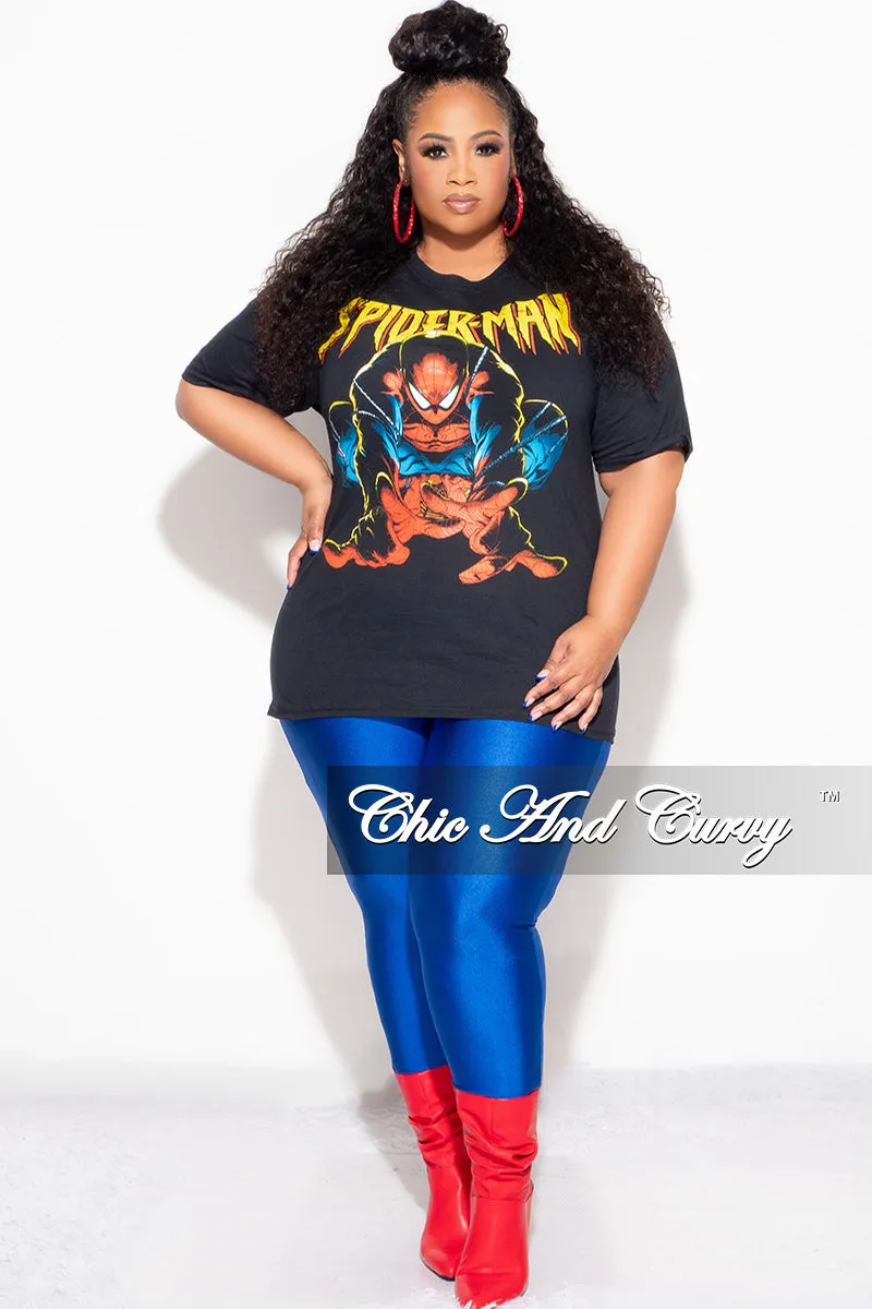 Final Sale Plus Size Short Sleeve "Spiderman " Graphic T-Shirt in Black