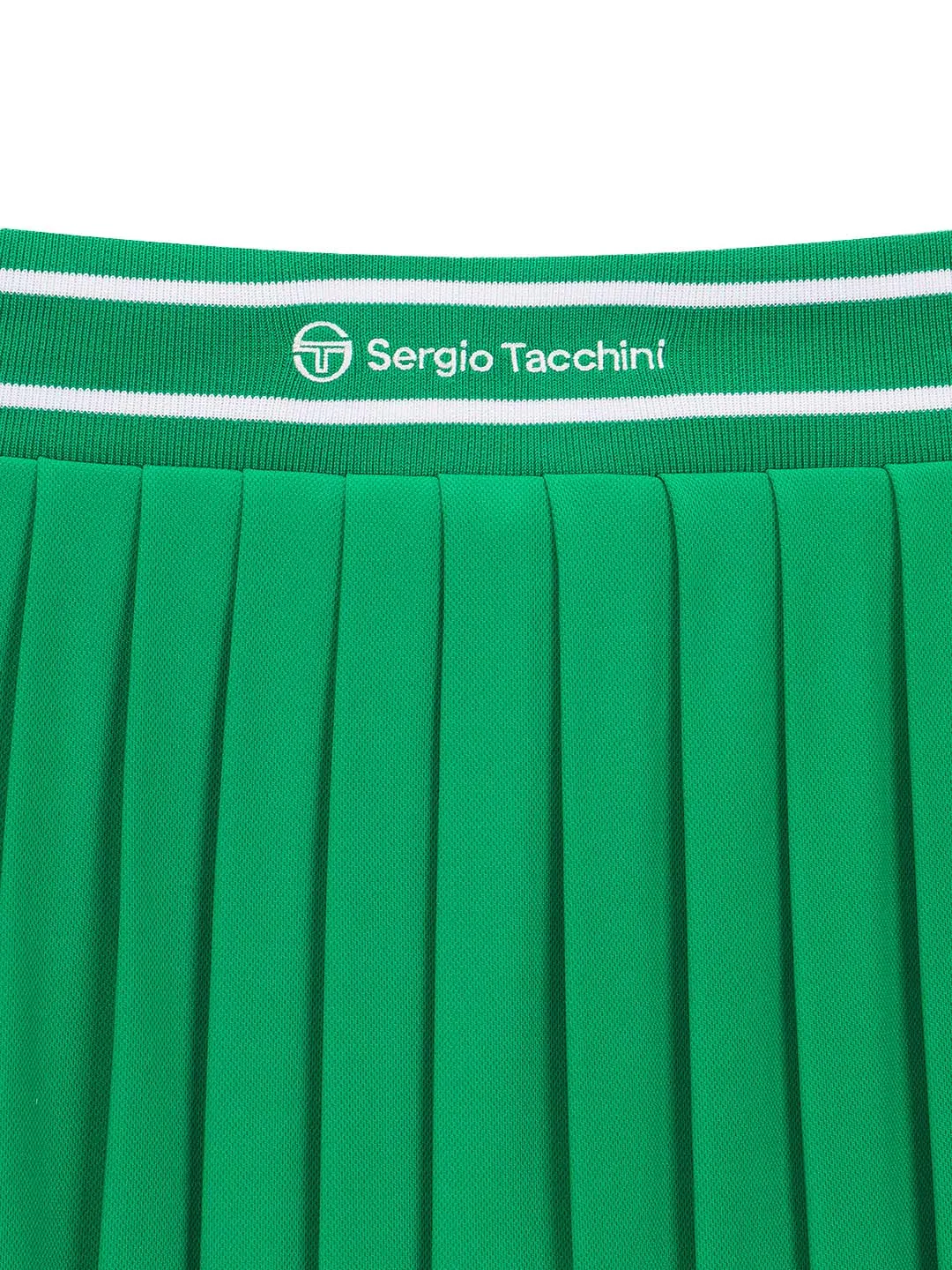 Flag Waistband Pleated Skirt- Green