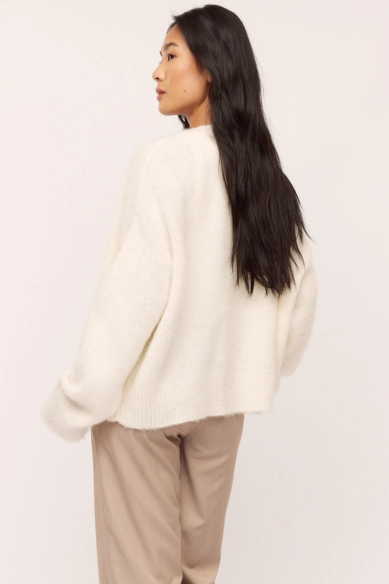 Florie Brushed Cardigan - Creme