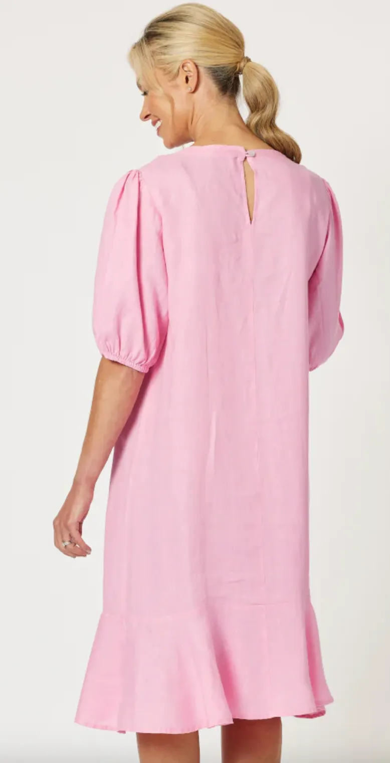 Flute Hem Linen Dress