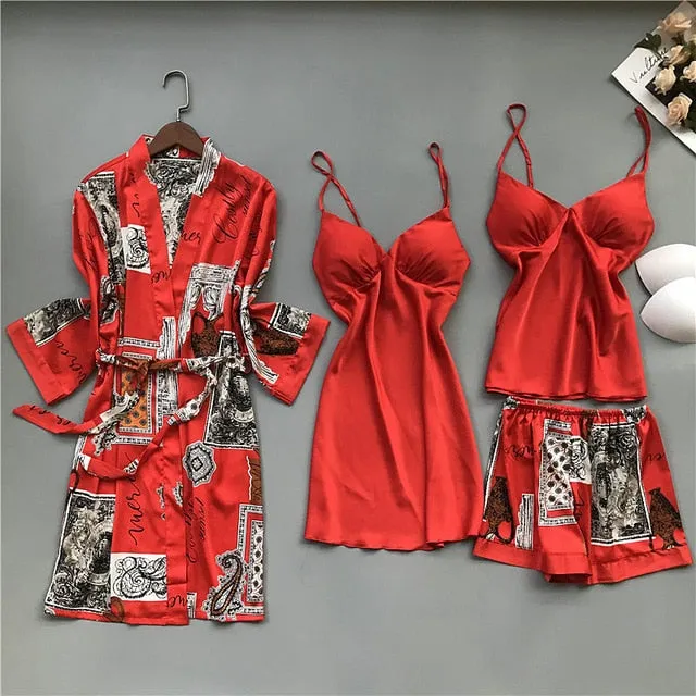 Four-pieces printed Pajama Set