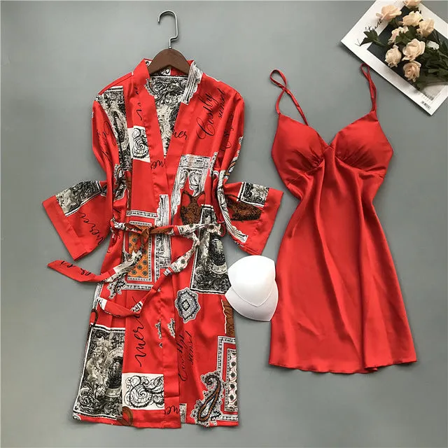 Four-pieces printed Pajama Set