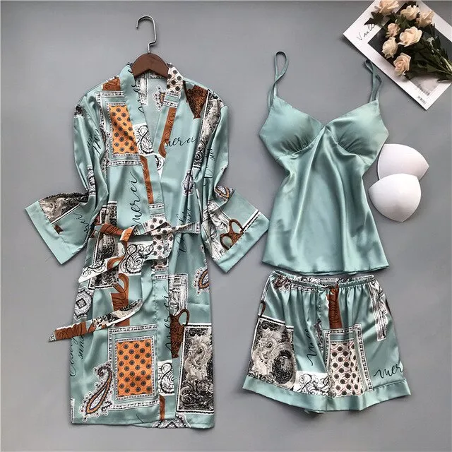 Four-pieces printed Pajama Set