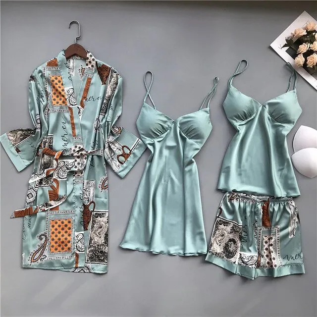 Four-pieces printed Pajama Set