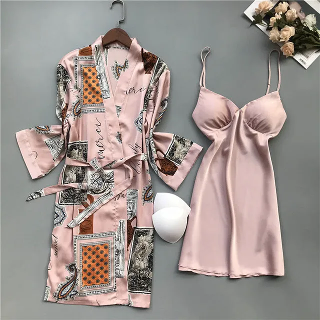 Four-pieces printed Pajama Set