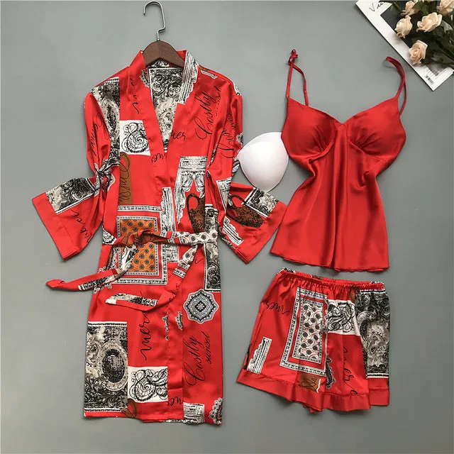 Four-pieces printed Pajama Set