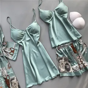 Four-pieces printed Pajama Set