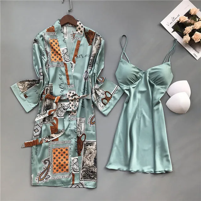 Four-pieces printed Pajama Set