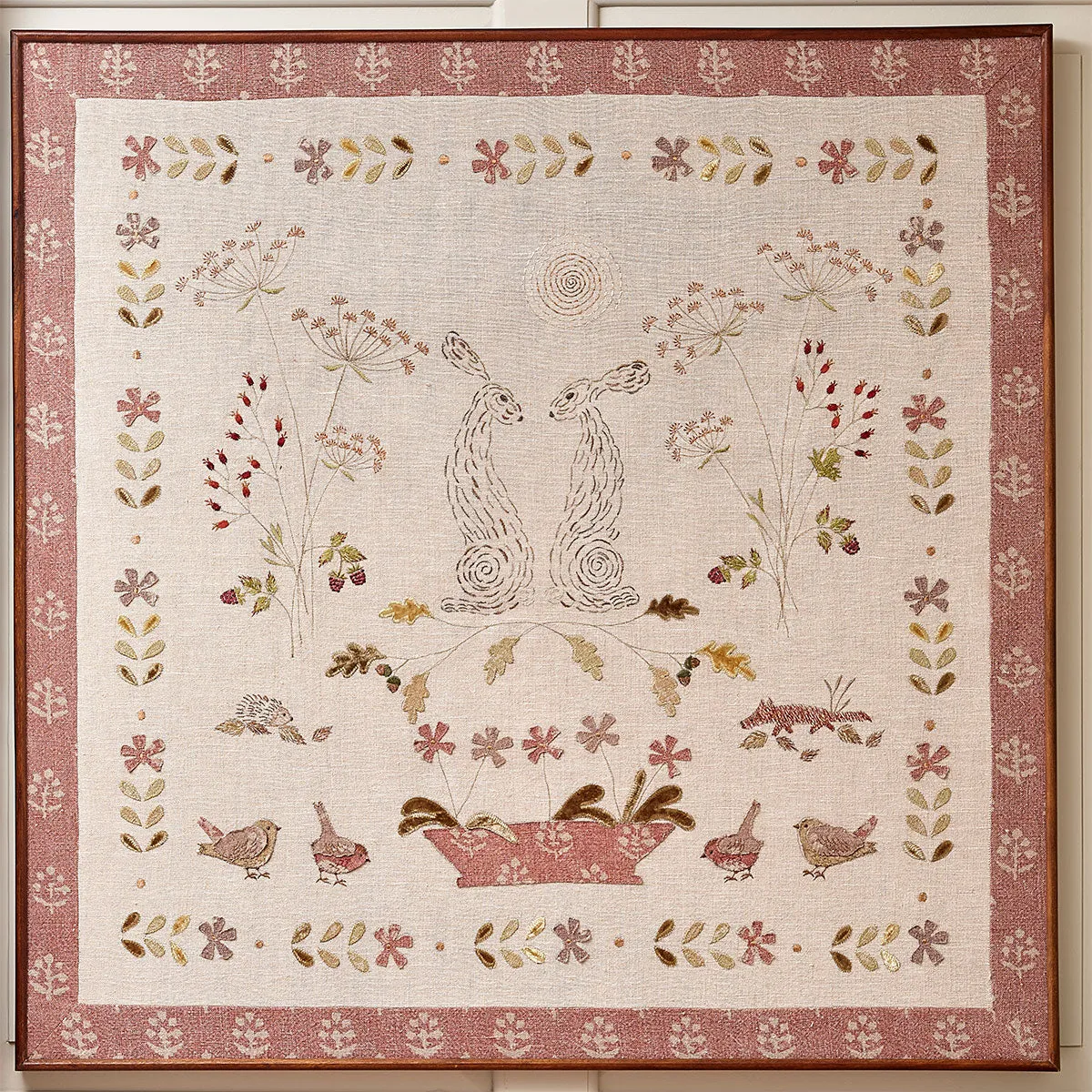 Framed Embroidered Wallhanging - The Fox