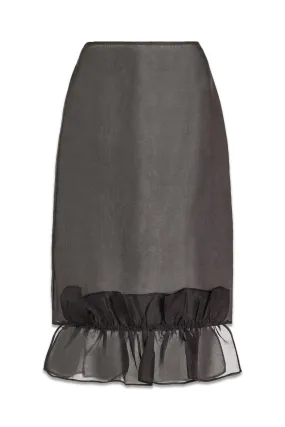 Frilled-hem Silk-organza Midi Skirt