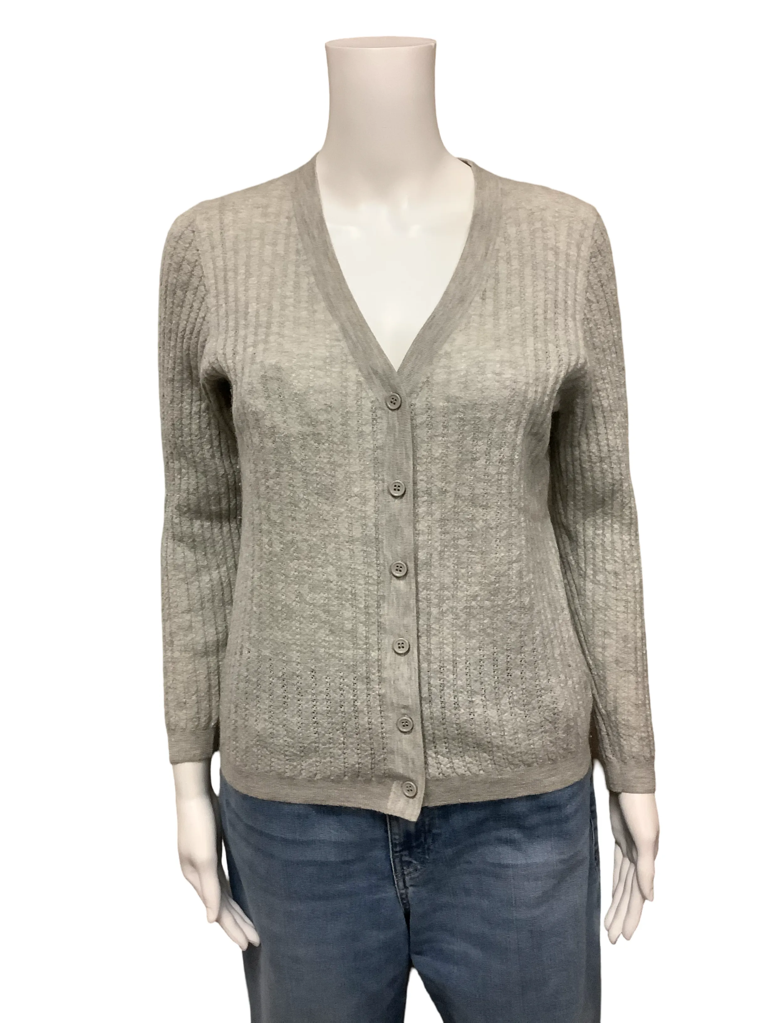 Gentle Herd V Neck Cashmere Button Up Sweater Size: M