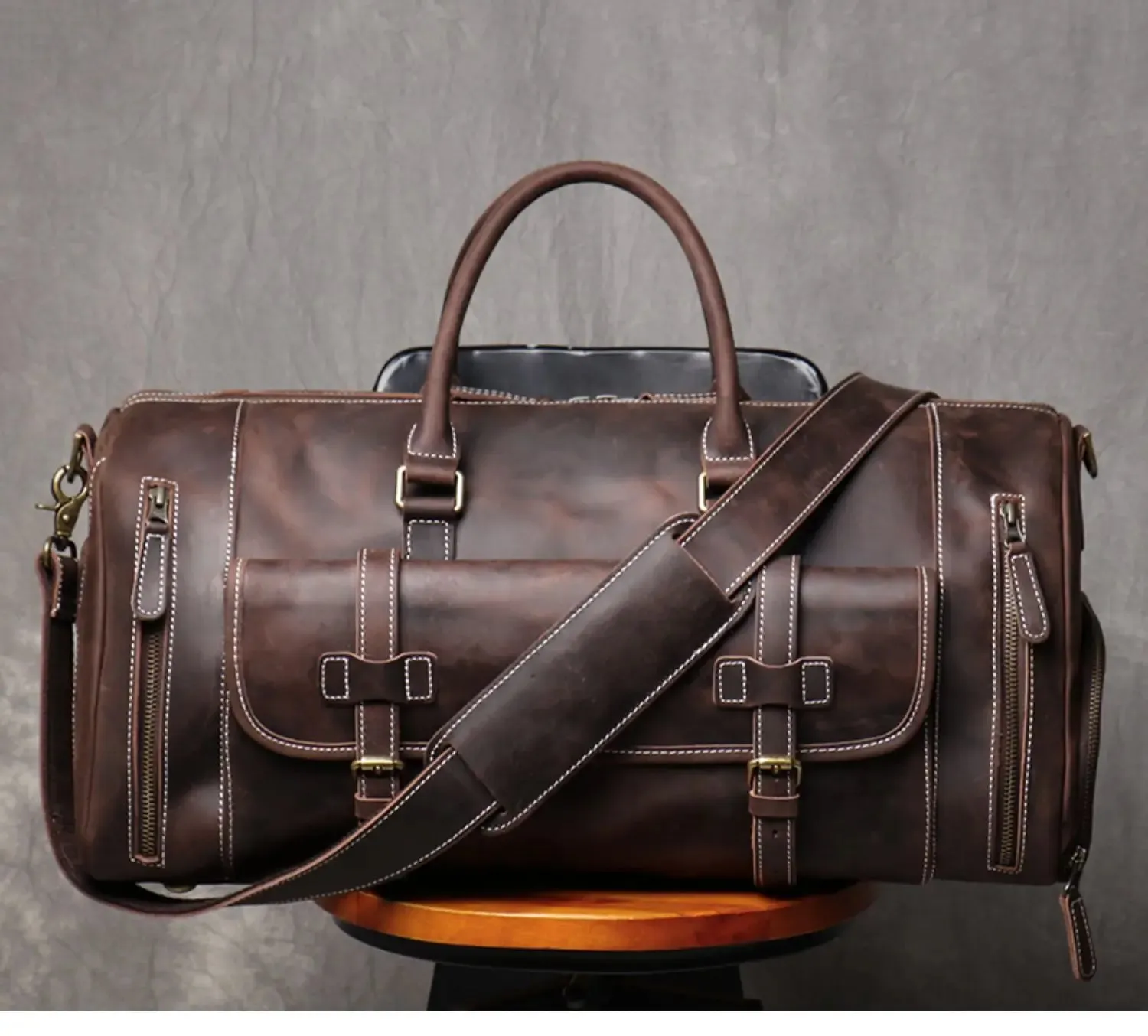 Genuine Leather Travel Duffle Bag