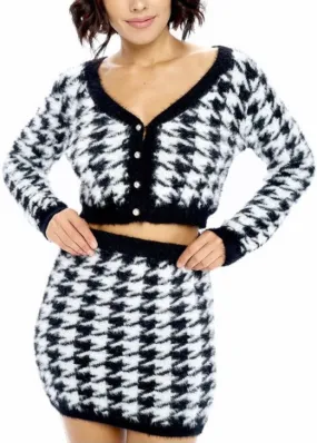 Gibiu 2 Piece Knit Sweater Set (Black/White) GST70266