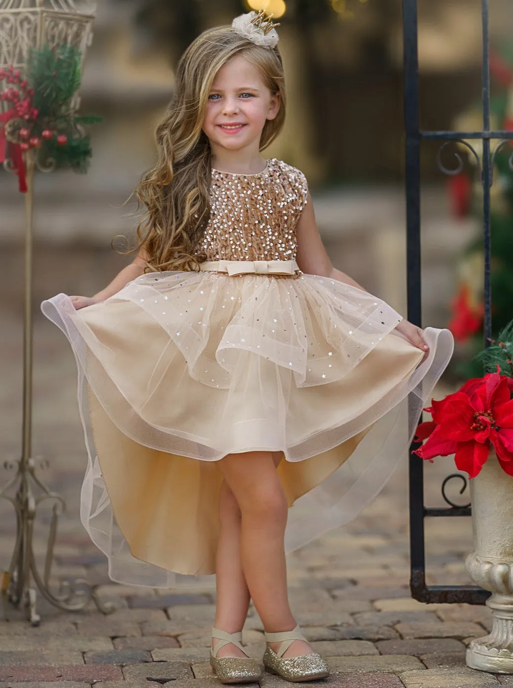 Glitter and Glam Sequined Hi-Lo Tutu Dress