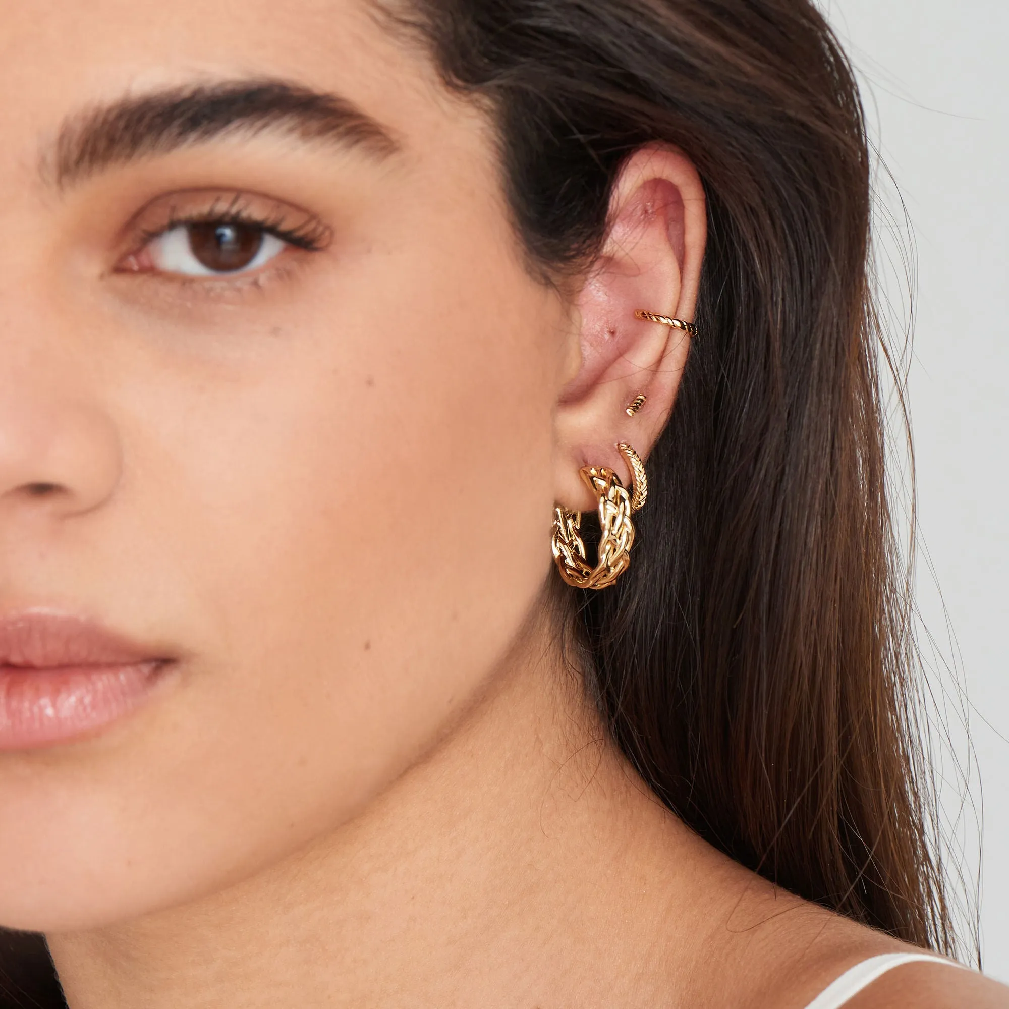 Gold Rope Huggie Hoop Earrings