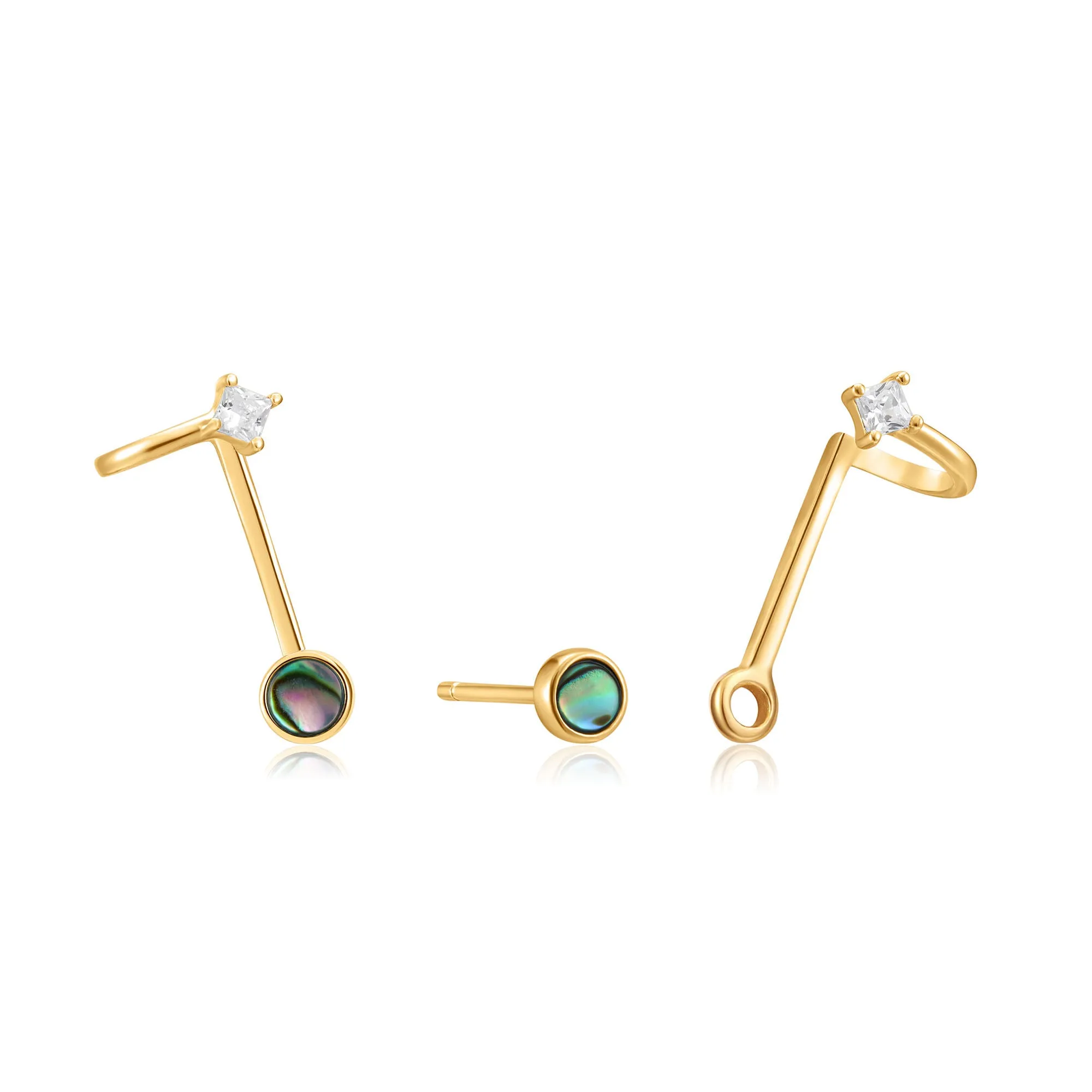 Gold Tidal Abalone Double Stud Earrings