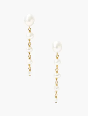 Graduated White Pearl Dangle Earrings