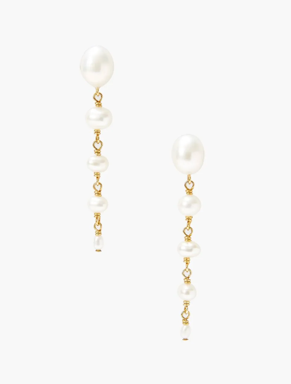 Graduated White Pearl Dangle Earrings