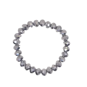 Grey Faceted Rondelle 8mm Bracelet