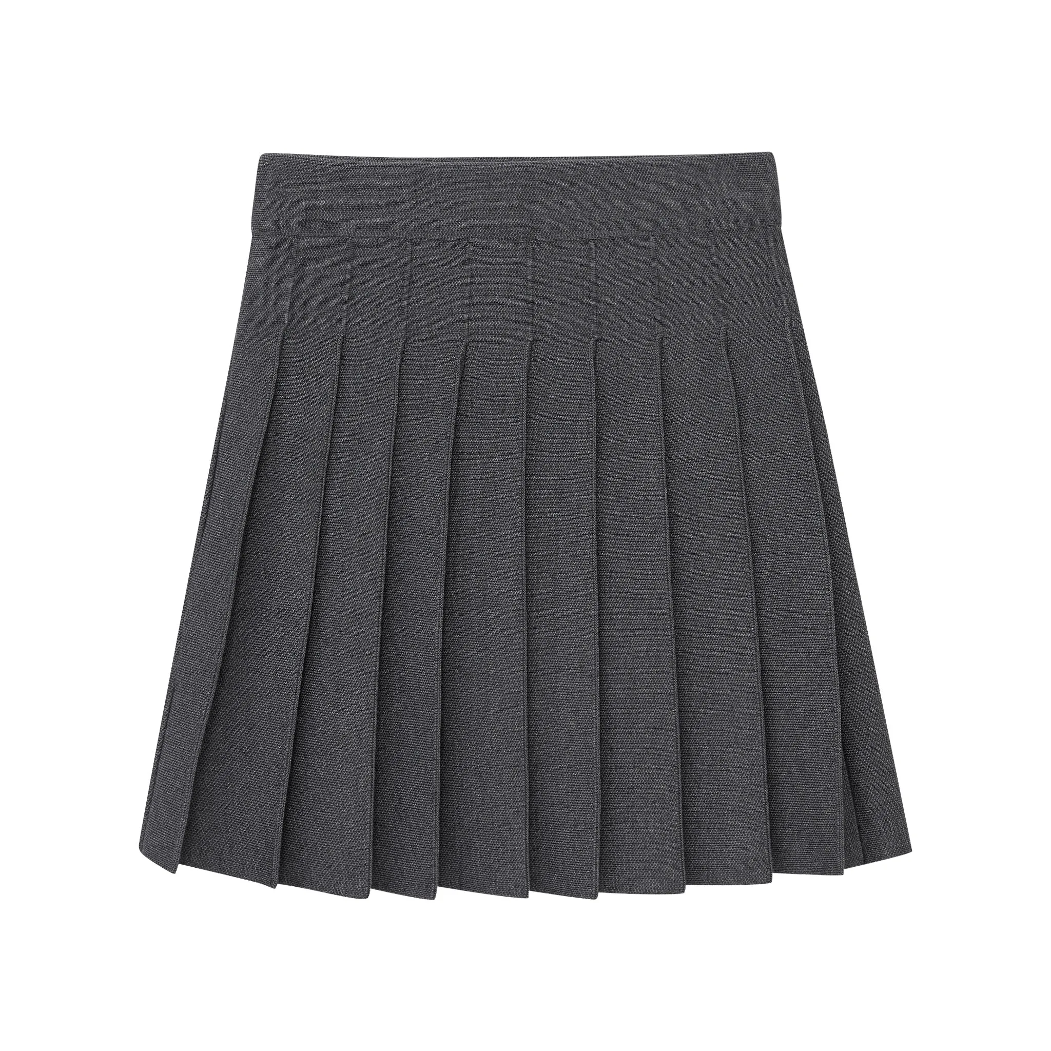 Grey Knit Pleated Skirt