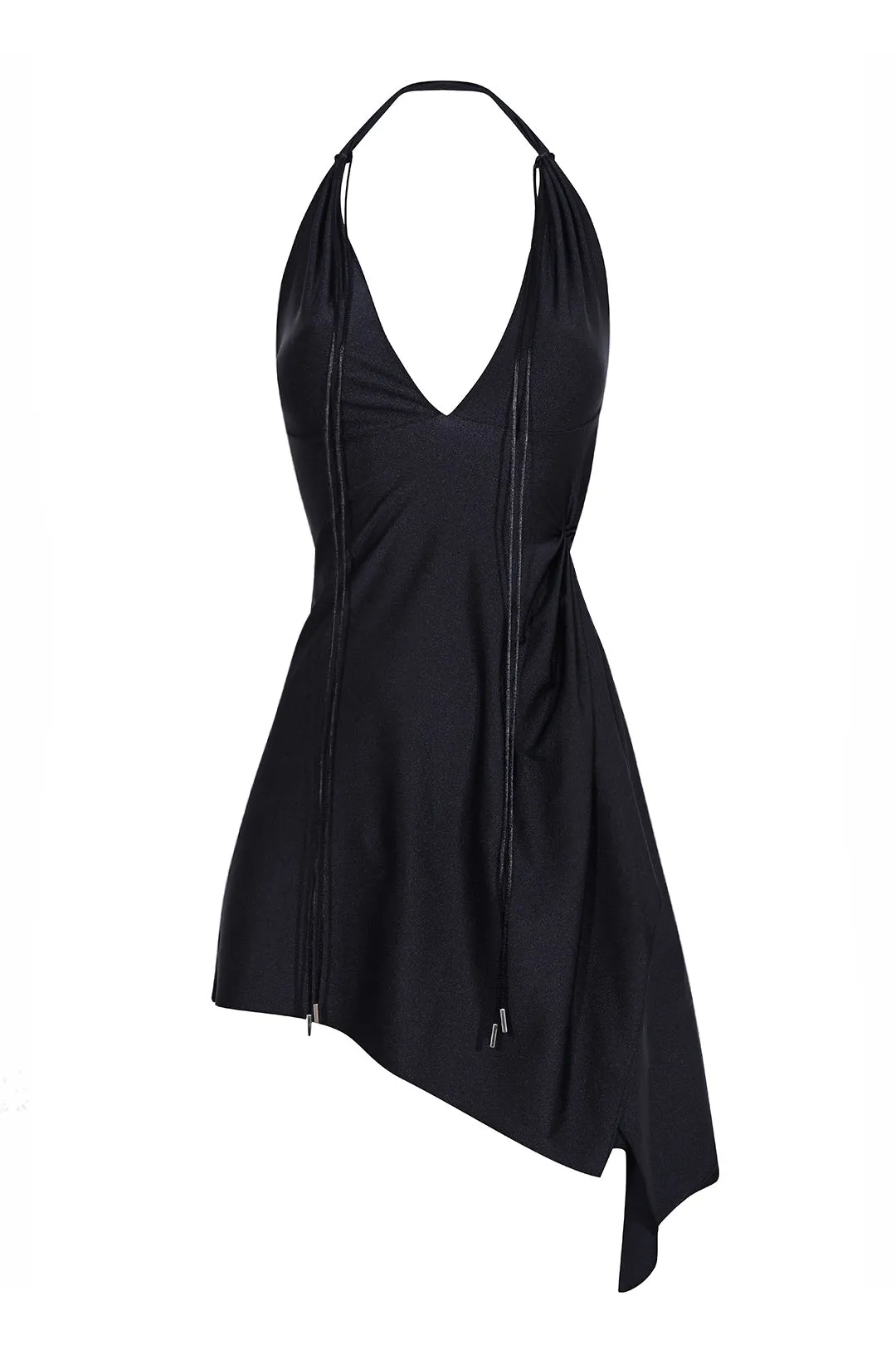 Halterneck Draped Mini Dress