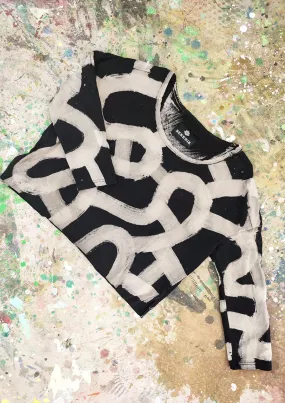 HANDPAINTED / CROPPED - SWEATER TIGHT SLEEVES - COTTON JERSEY black painted