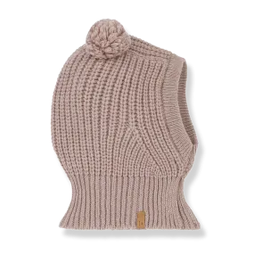 hat chunky knit balaclava - old rose