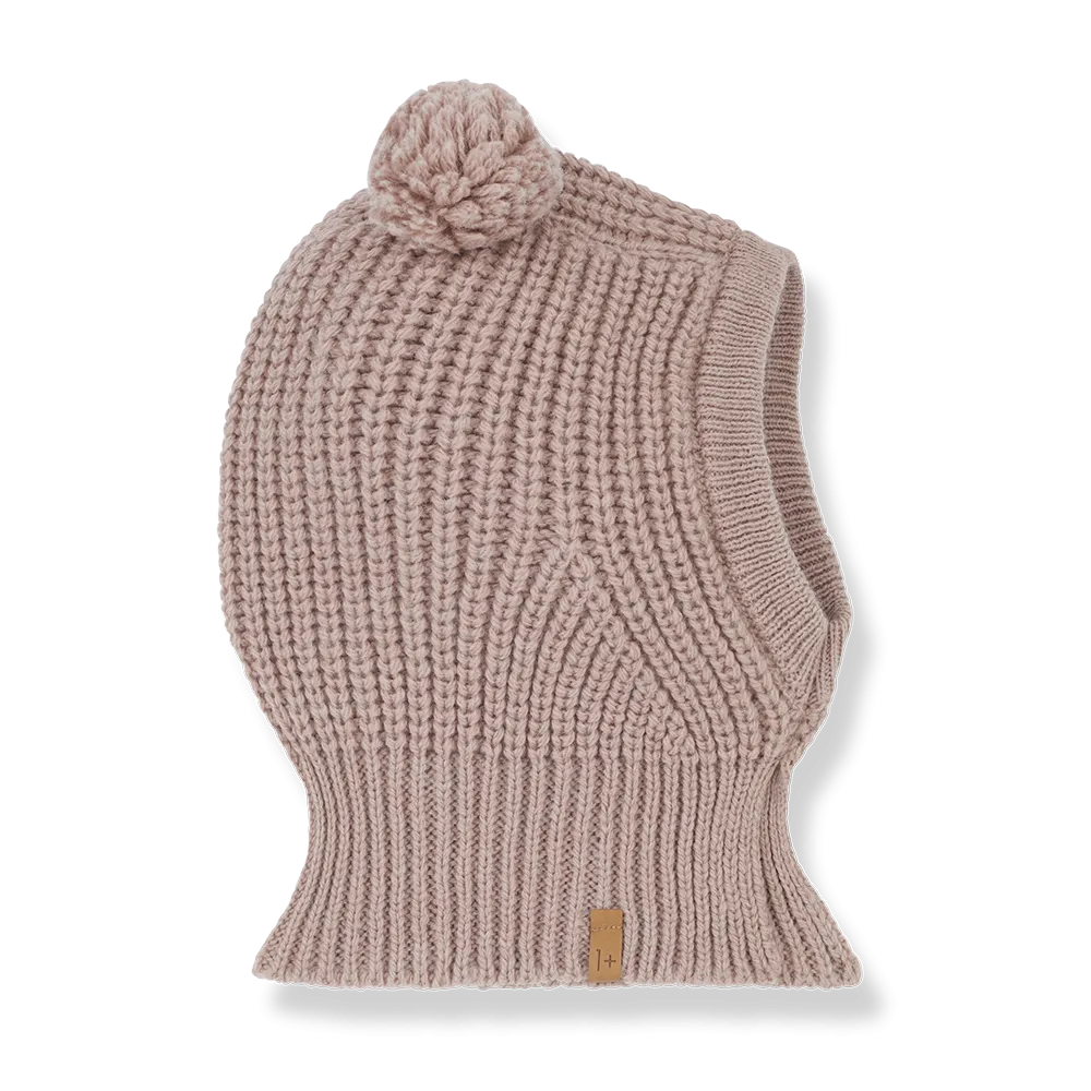 hat chunky knit balaclava - old rose