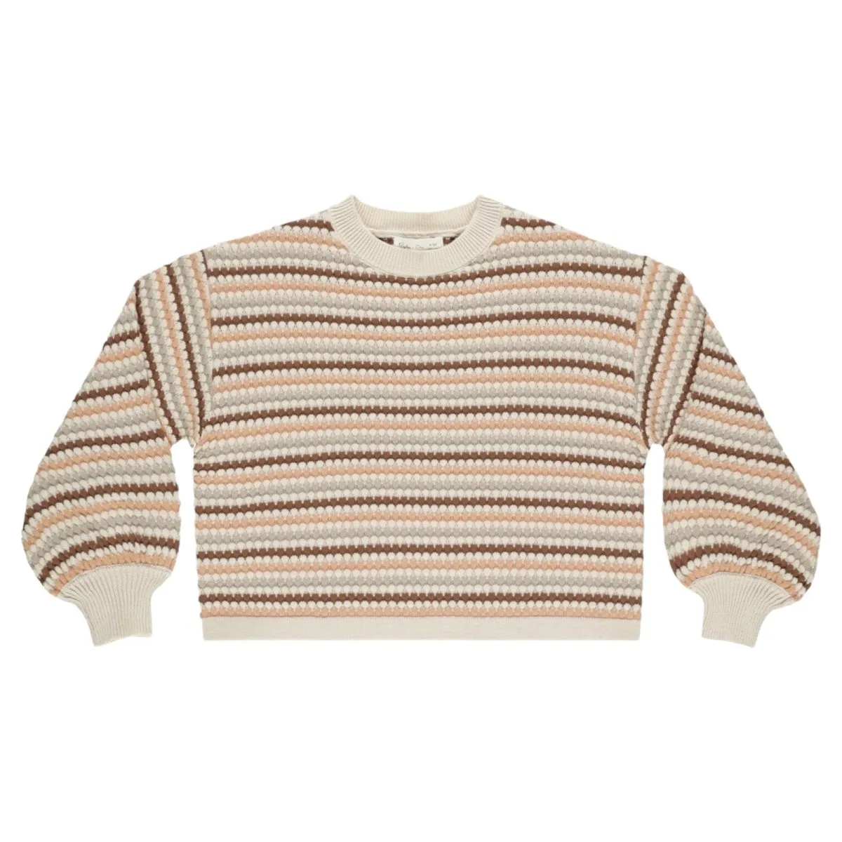 HONEYCOMB STRIPE BOXY CROP SWEATER