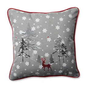 Indoor Christmas Red The Reindeer Grey 16.5-inch Throw Pillow