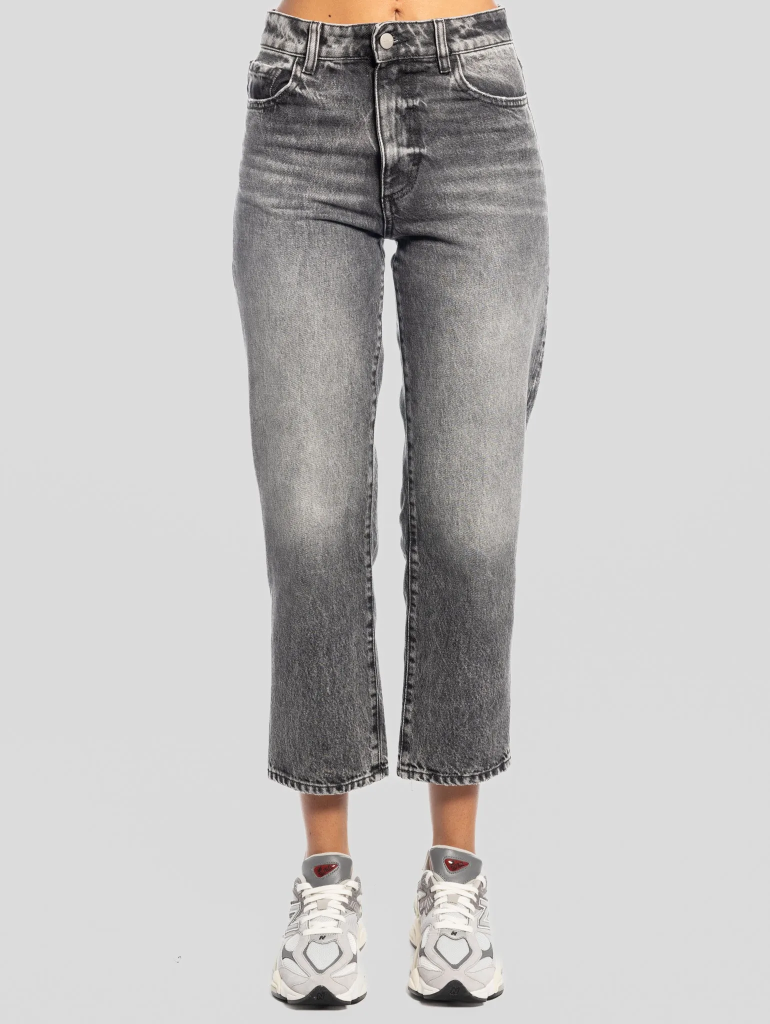 Jeans Jill con Gamba Cropped Marmorizzato Nero