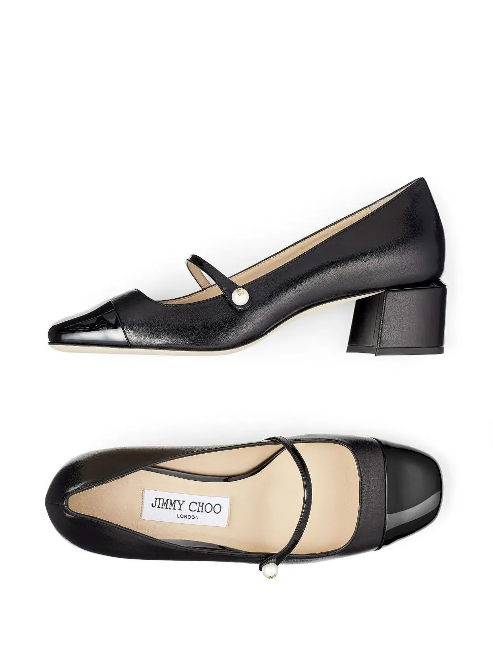 JIMMY CHOO Elisa Patent Leather Pumps with Mid Block Heel