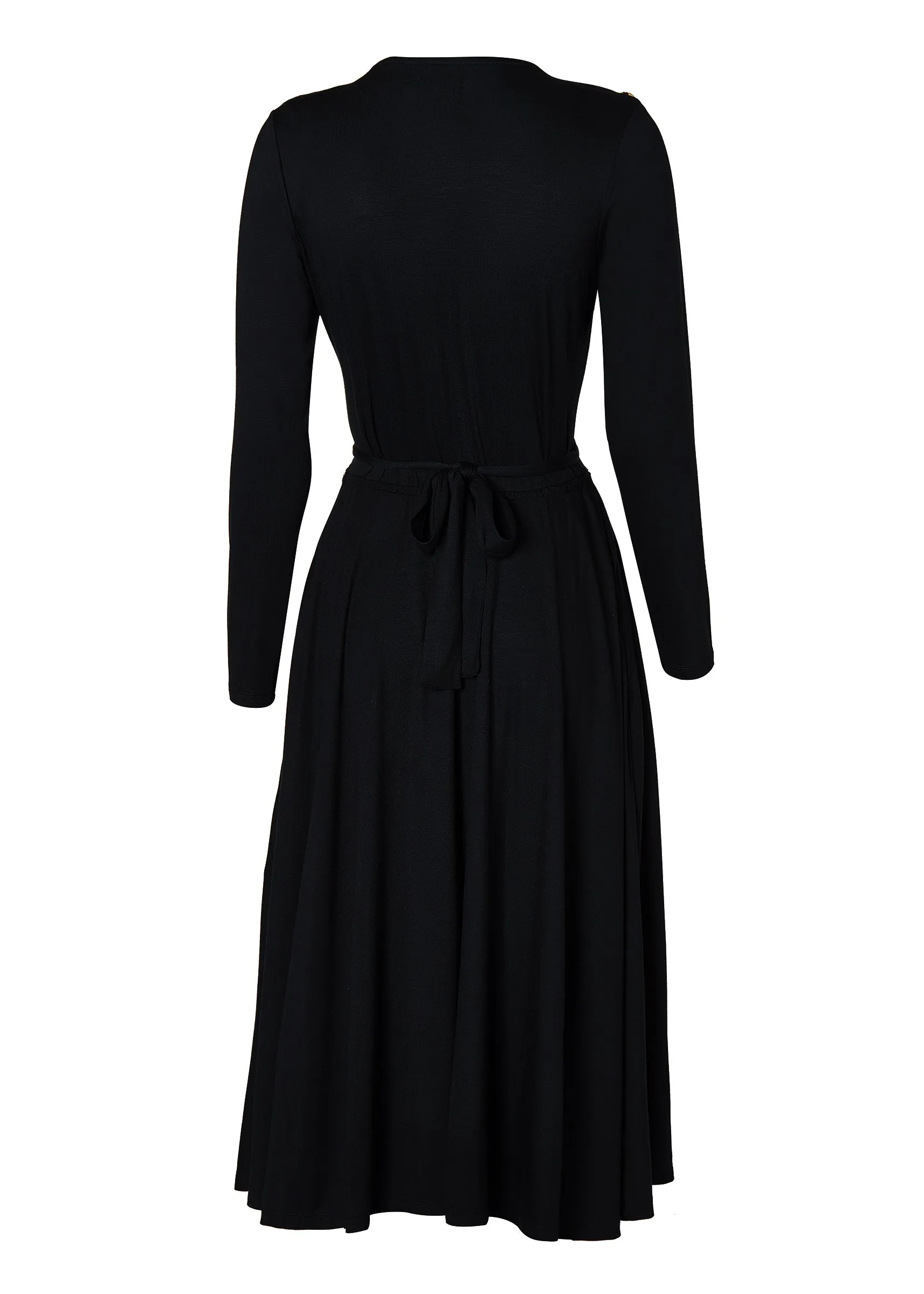 Juliette Midi Wrap Dress (Black)