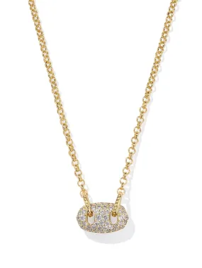 Kendra Scott Bailey Pave Pendant Necklace - Gold White Crystal