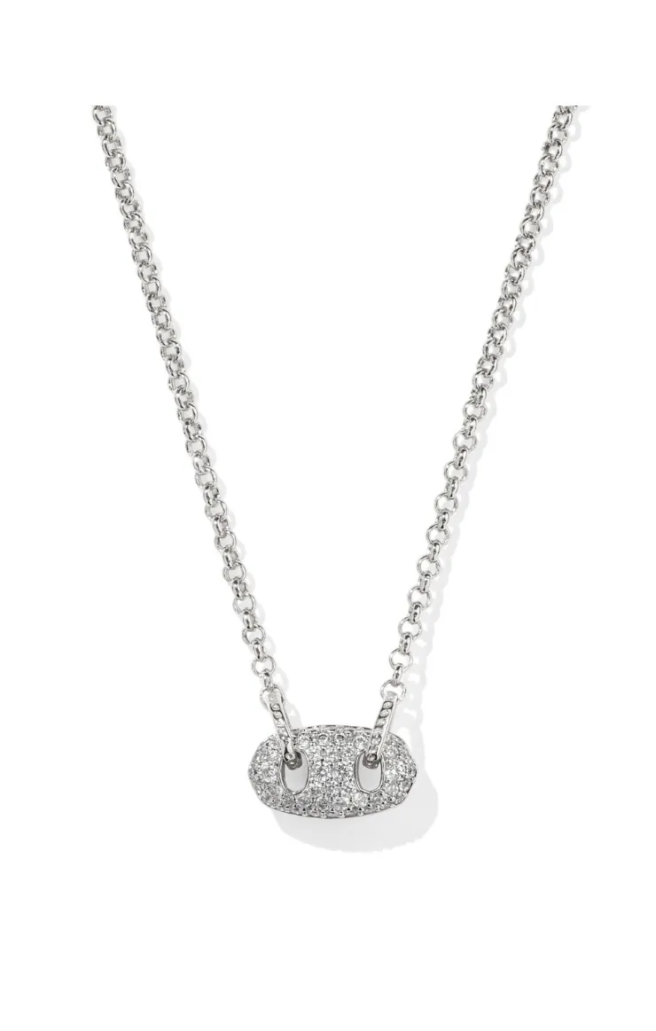 Kendra Scott Bailey Pave Short Pendant Necklace - Rhodium/White Crystal