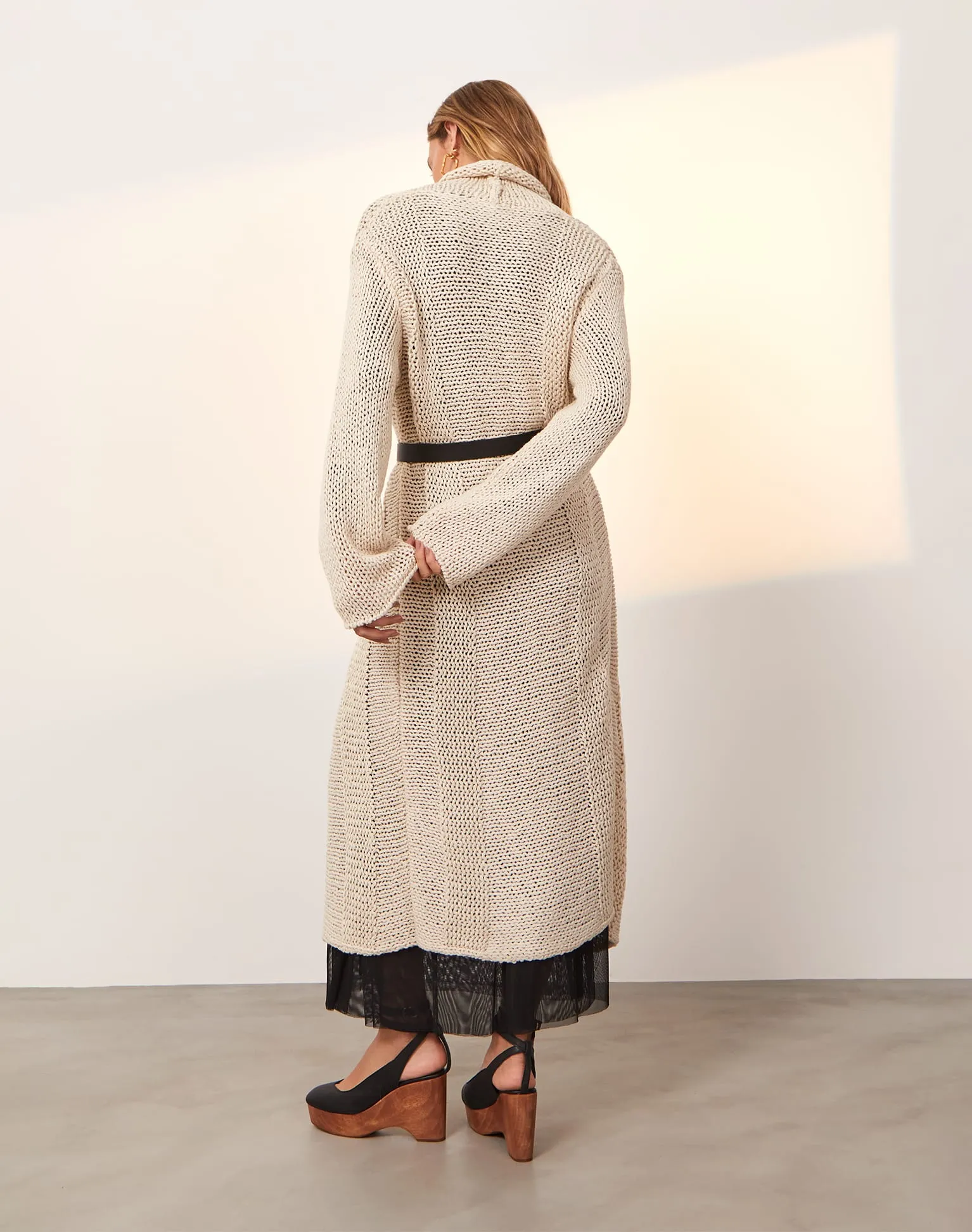 Knit Midi Long Cardigan - Off White