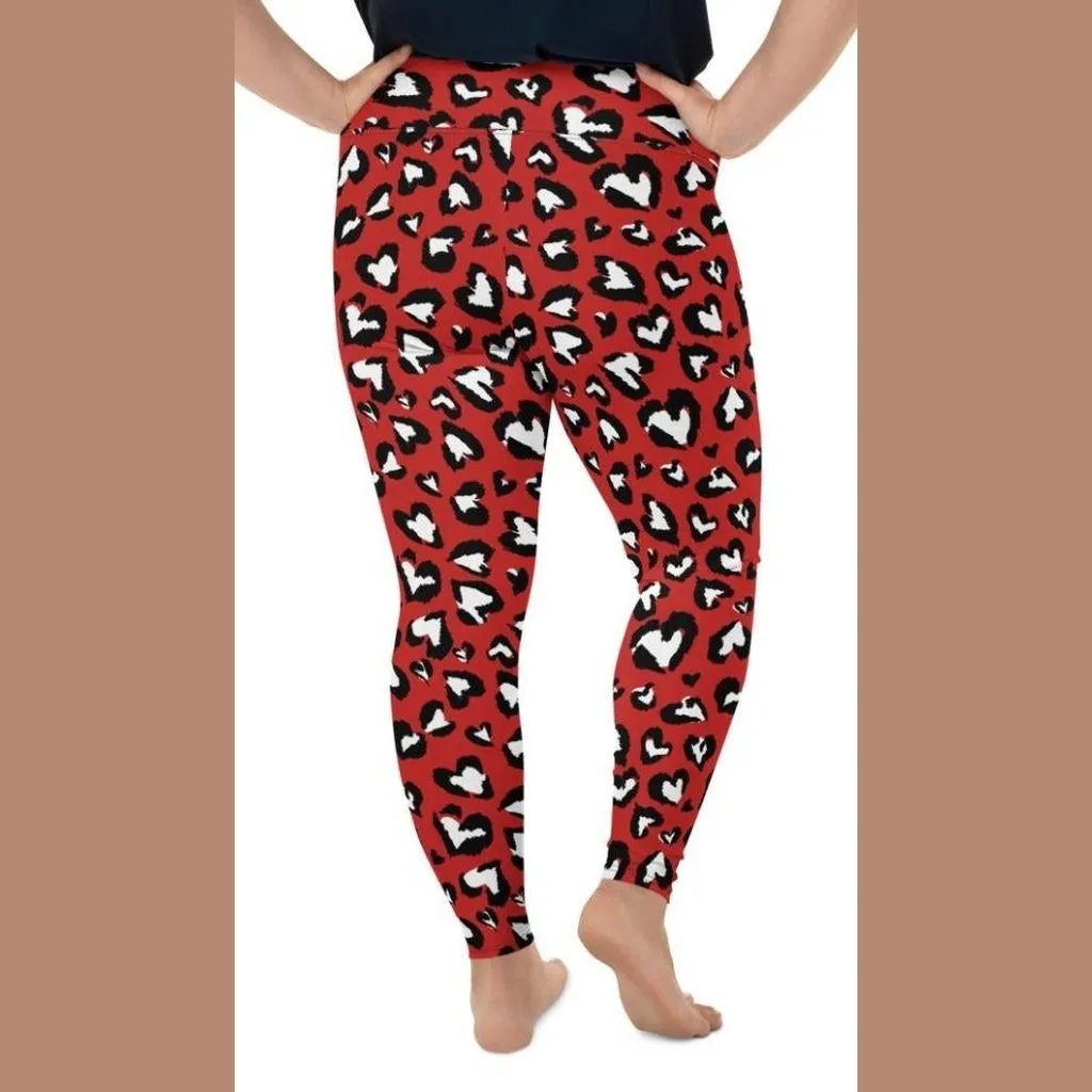 Leopard Hearts Plus Size Leggings