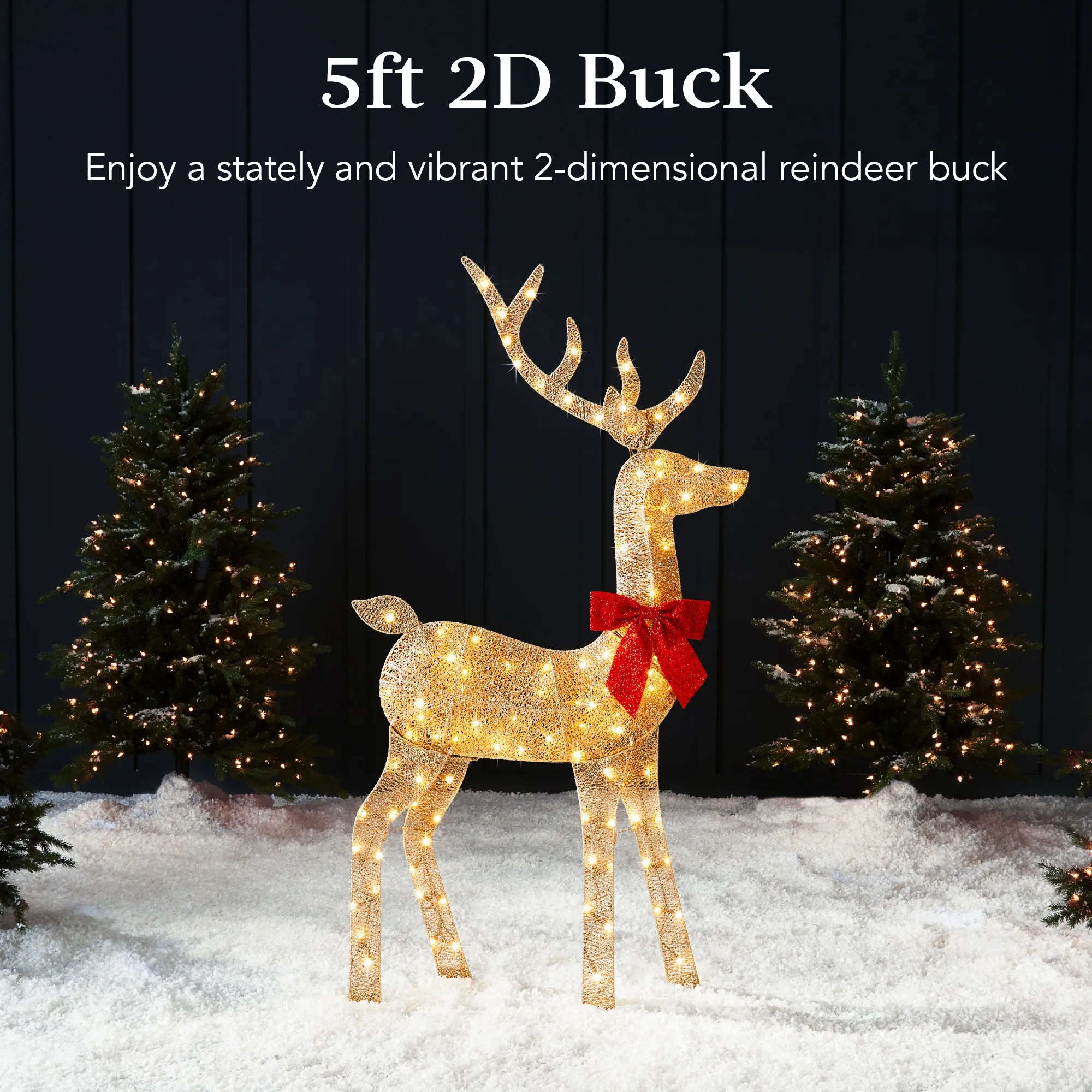 Lighted 2D Christmas Buck Outdoor Decor w/ 105 LED Lights - 5ft