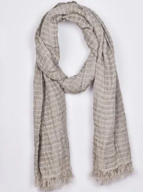 Linen Scarf Gauze Stripes Coffee