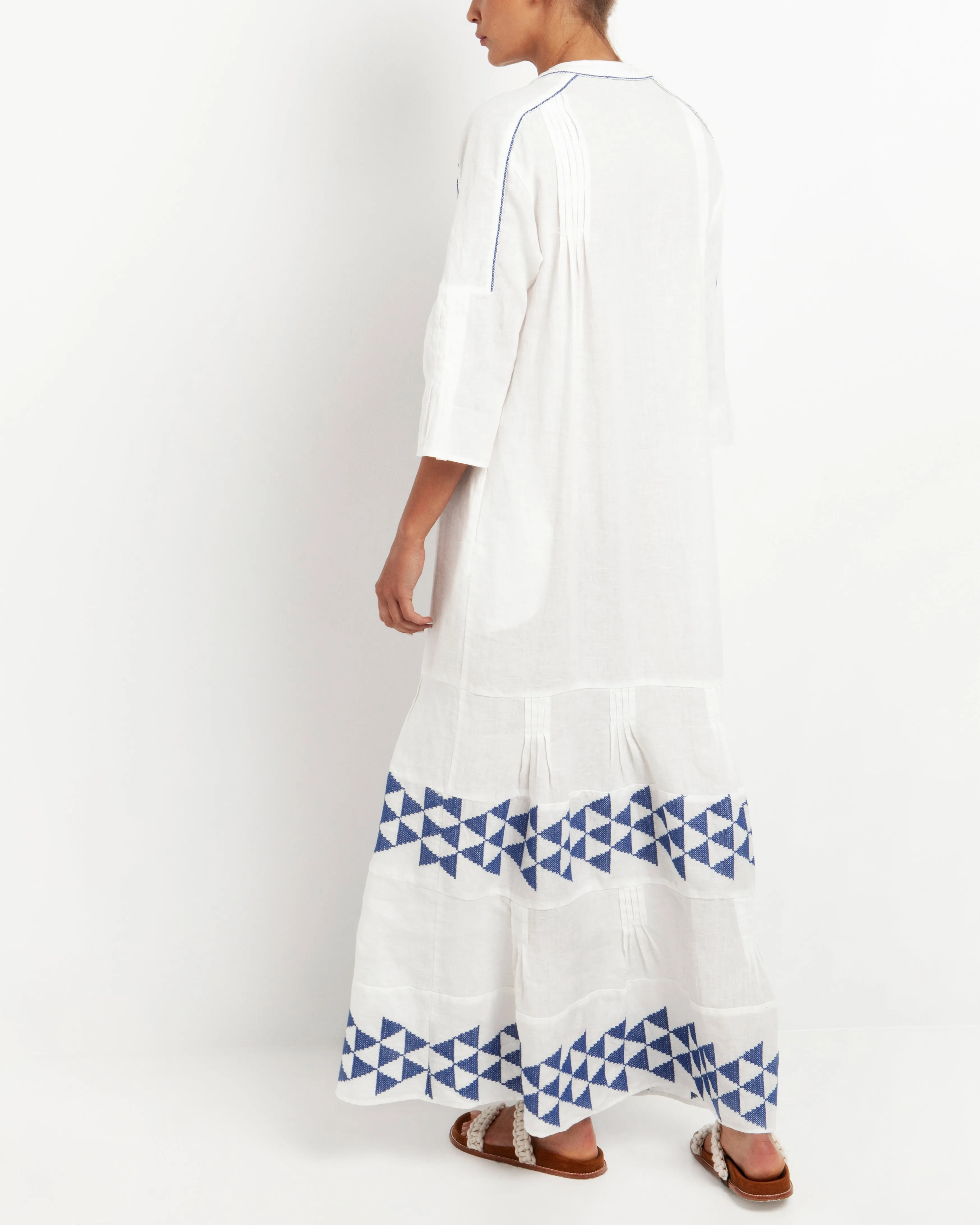 LONG LINEN DRESS "TRIGONO"