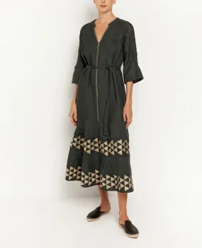 LONG LINEN DRESS "TRIGONO"