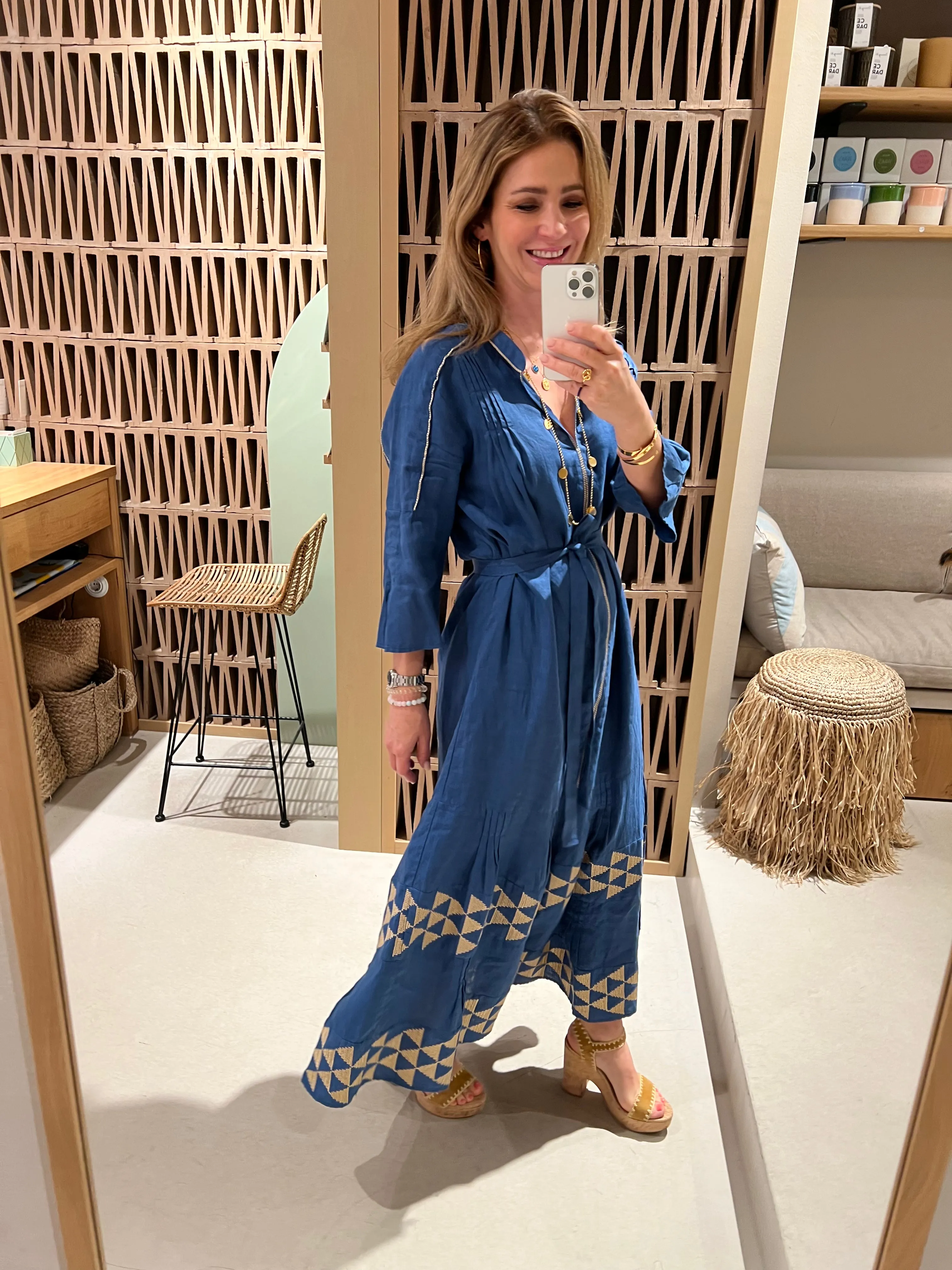 LONG LINEN DRESS "TRIGONO"