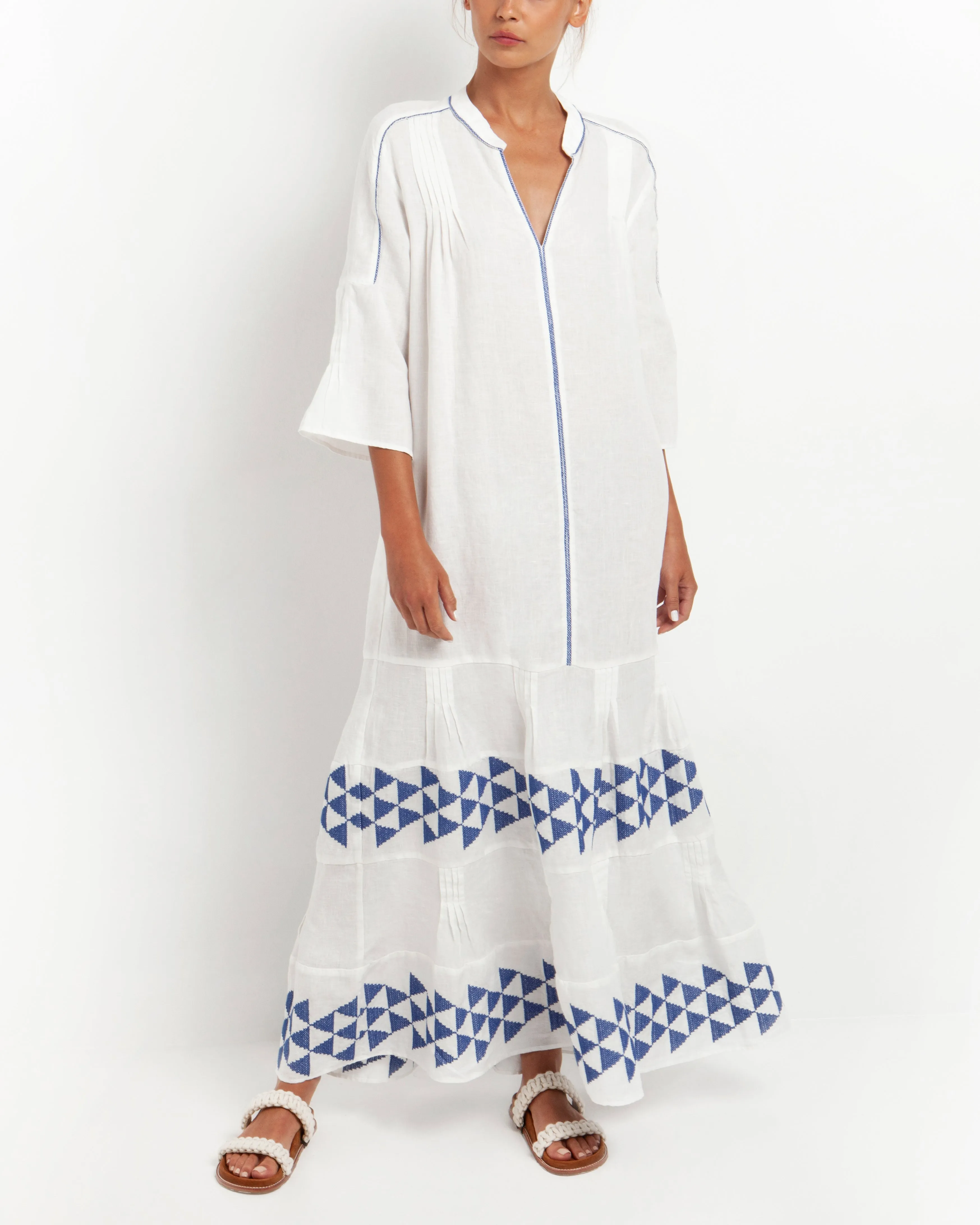 LONG LINEN DRESS "TRIGONO"