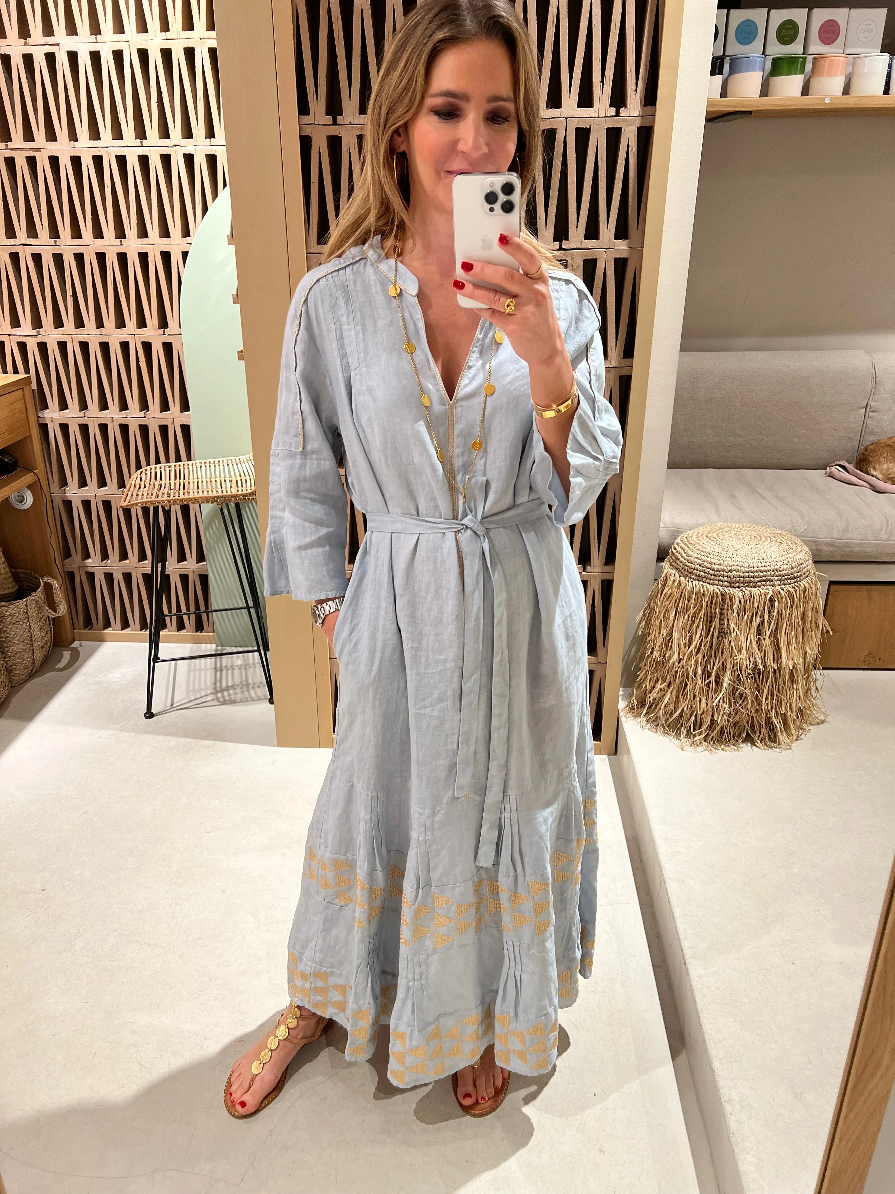 LONG LINEN DRESS "TRIGONO"