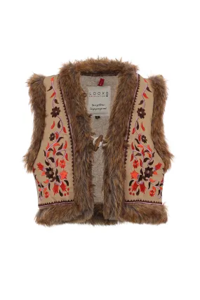 LOOXS Little Embroidery Fur Gilet